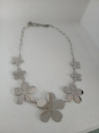 Collar Acero Plata Flor