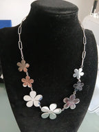 Collar Acero Plata Flor