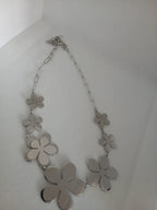 Collar Acero Plata Flor
