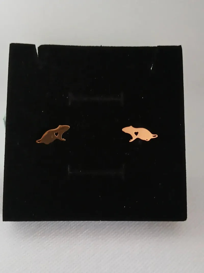 Aretes Rata Acero Dorado Corazón
