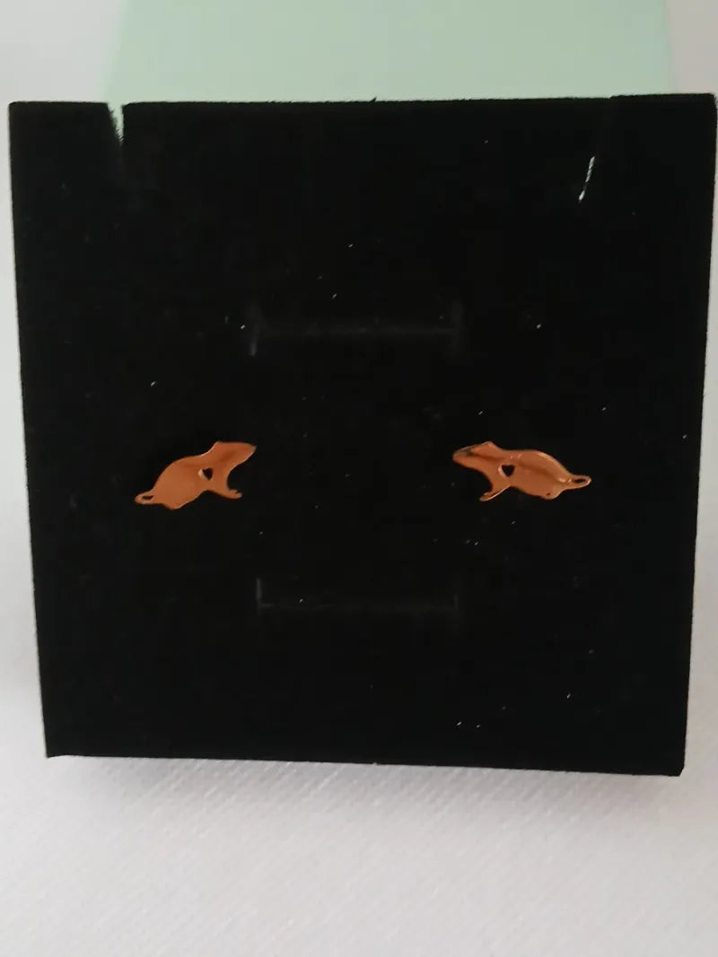 Aretes Rata Acero Dorado Corazón