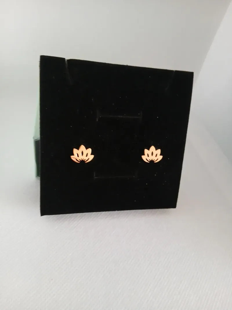 Pendientes Acero Dorado Flor Loto