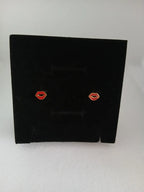 Aretes Boca Acero Dorado y Rojo