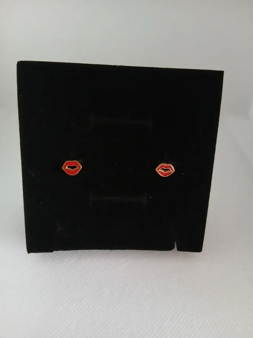 Aretes Boca Acero Dorado y Rojo