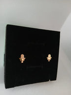 Aretes Micrófono Acero Dorado