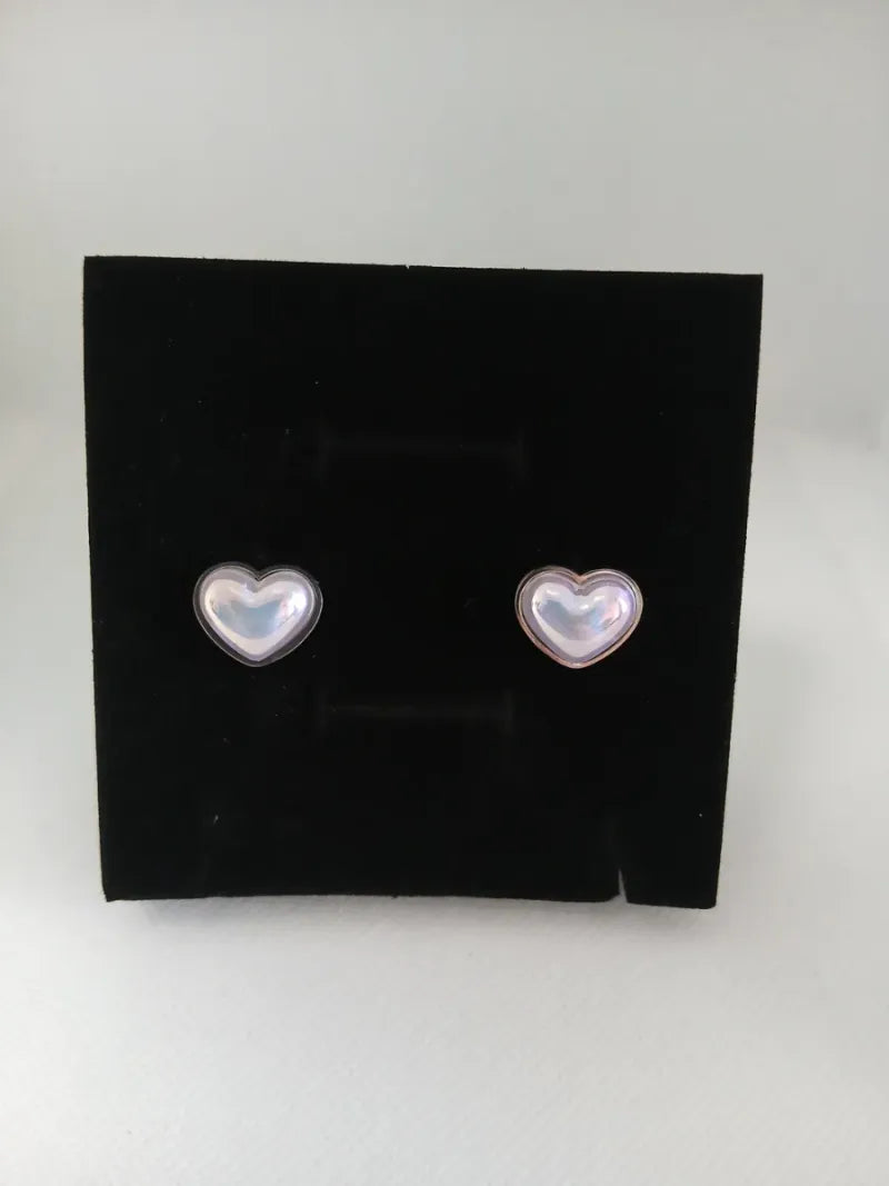 Pendientes Corazón Perla Acero Plateado