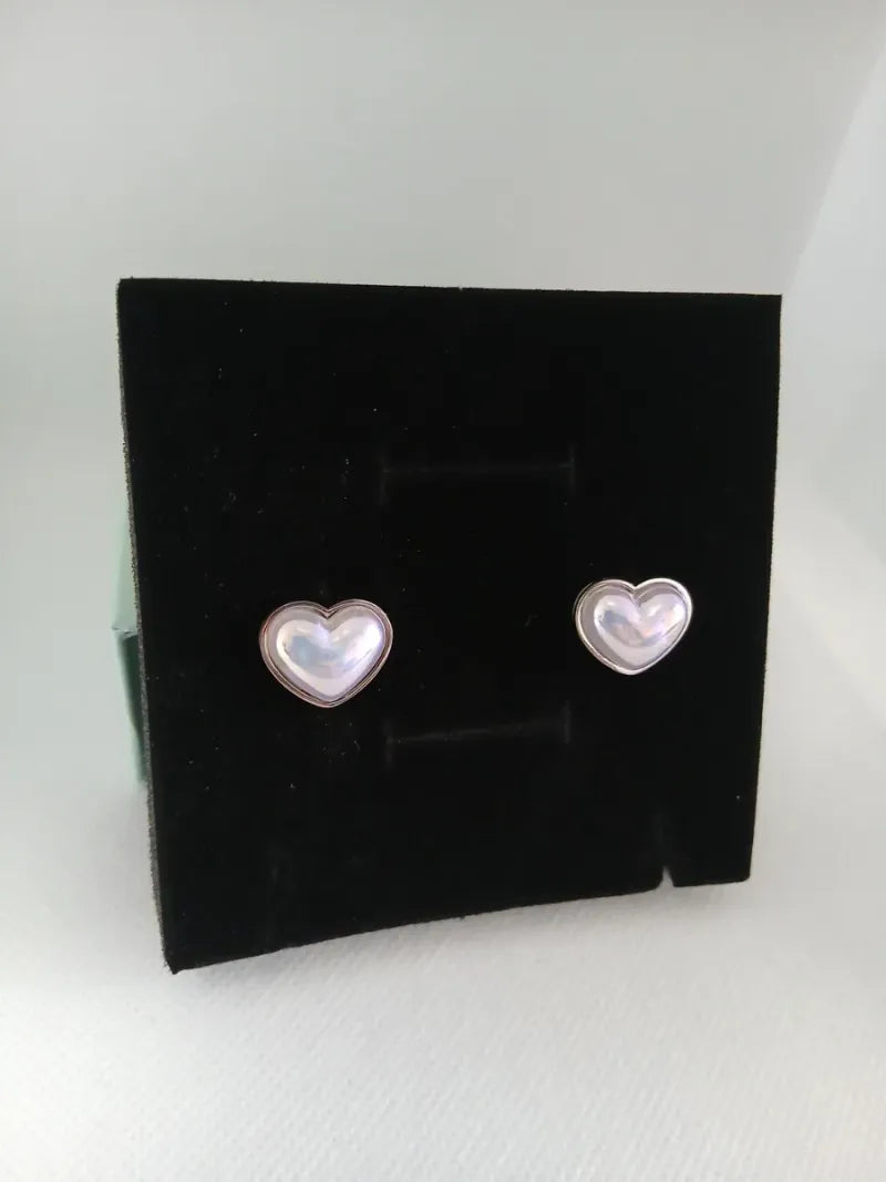 Pendientes Corazón Perla Acero Plateado