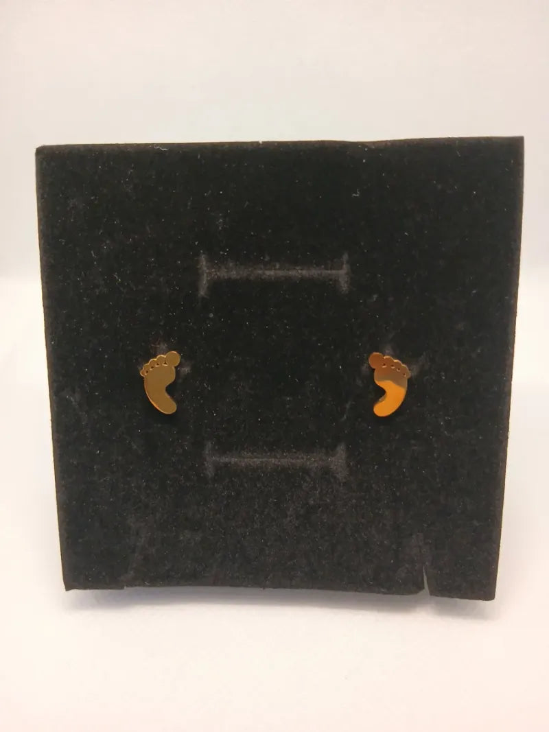 Aretes Piecito Acero Dorado