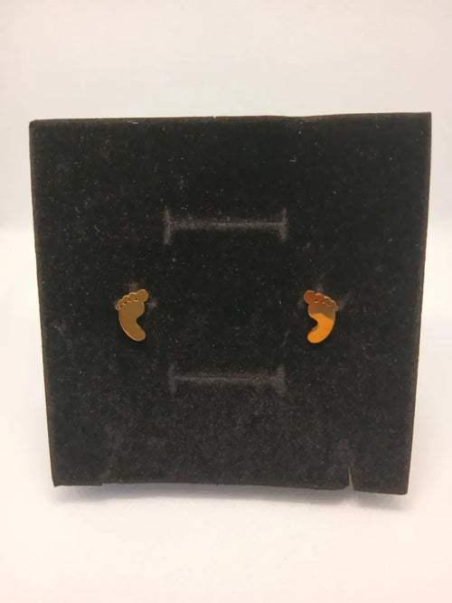 Aretes Piecito Acero Dorado