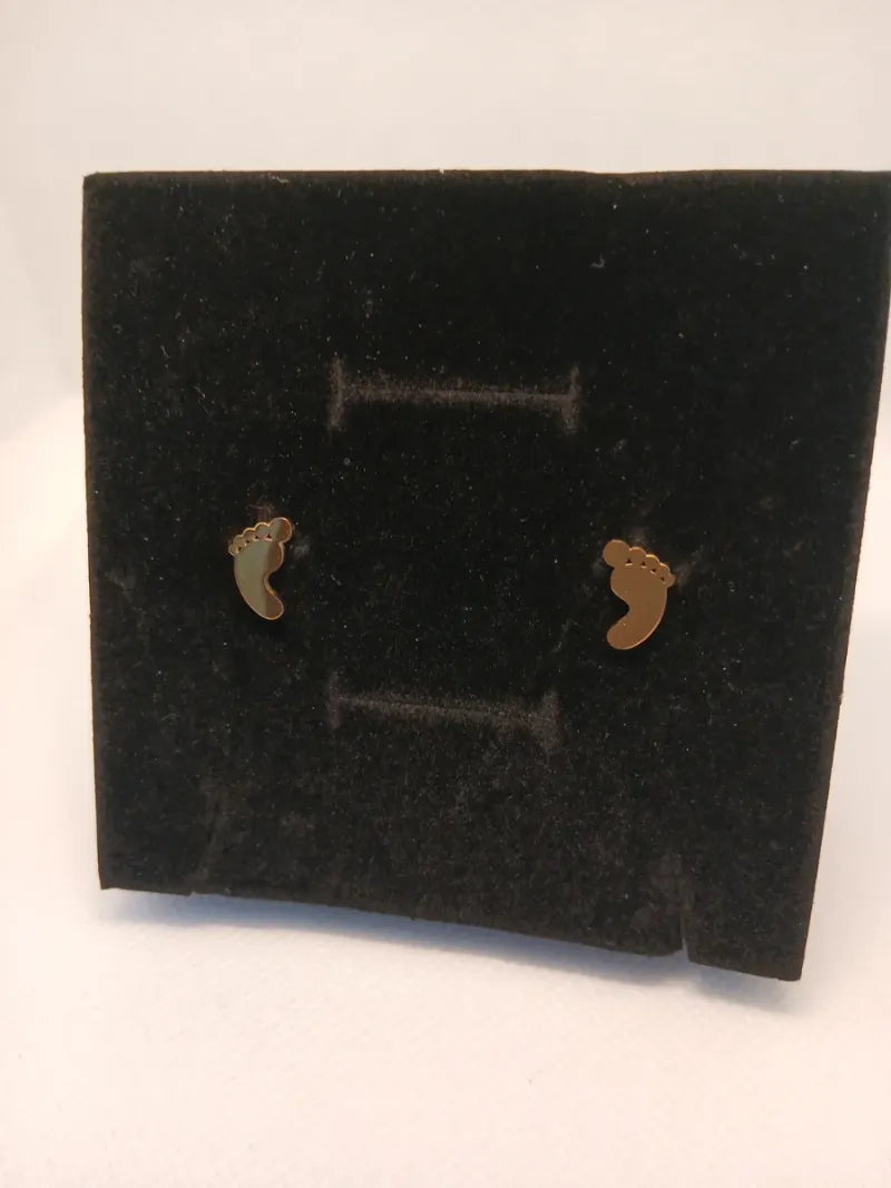 Aretes Piecito Acero Dorado