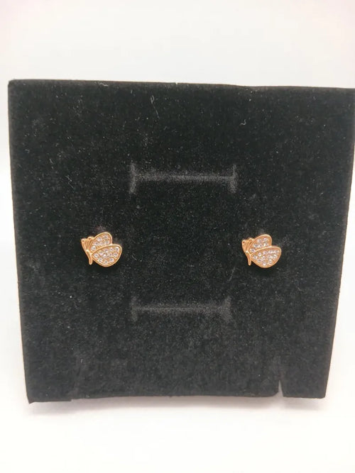 Aretes Mariposa Brillantes Acero Dorado