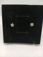 Aretes Trébol Azul Acero Dorado