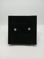 Aretes Trébol Azul Acero Dorado