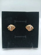 Pendientes Concha Acero Dorado y Perlas