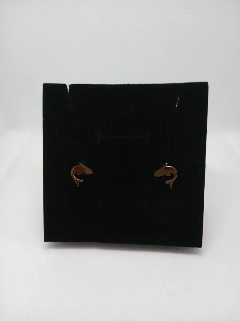 Aretes de Delfín en Acero Dorado