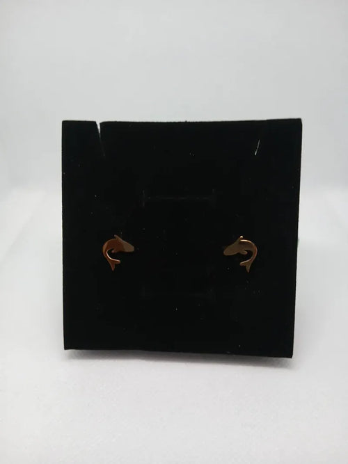 Aretes de Delfín en Acero Dorado