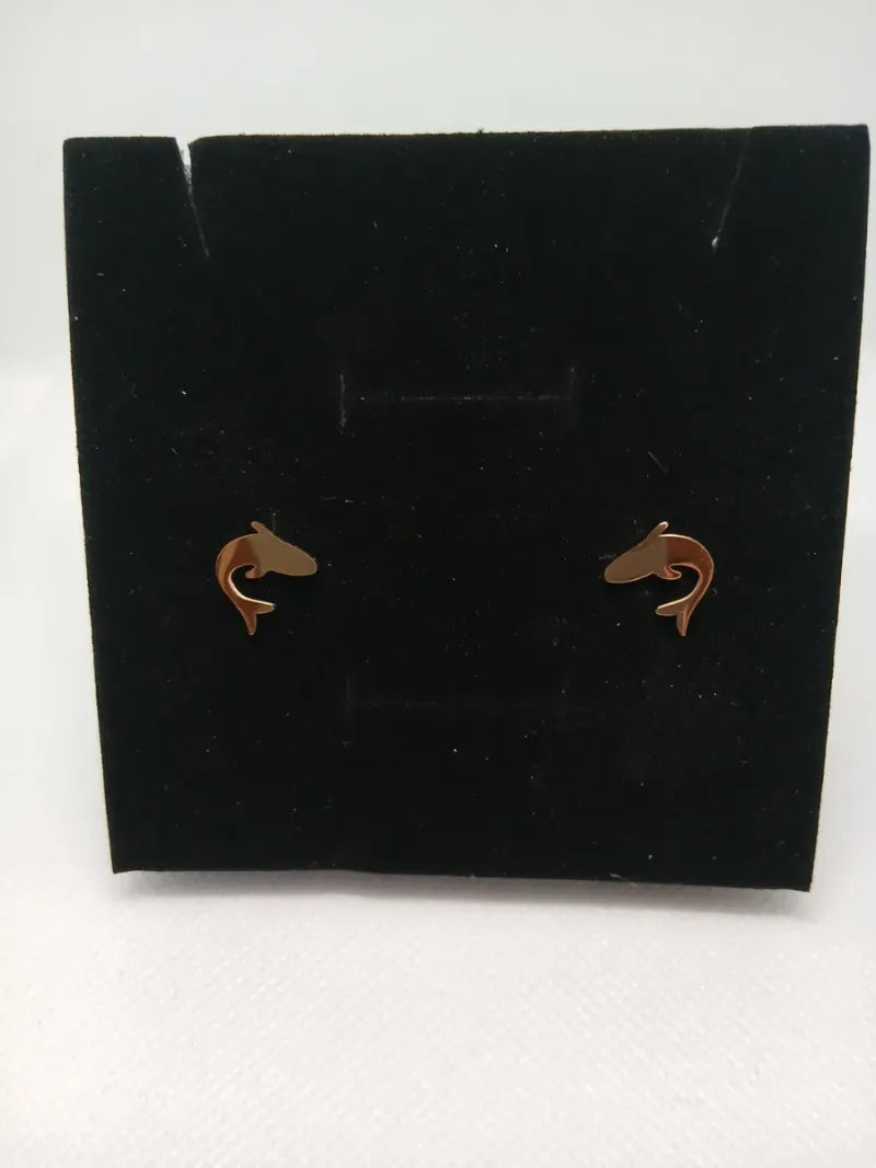 Aretes de Delfín en Acero Dorado