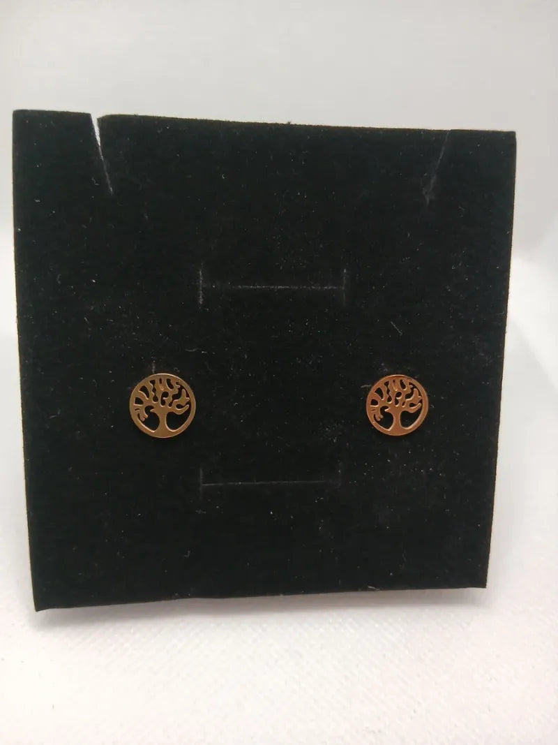 Aretes Árbol Acero Dorado
