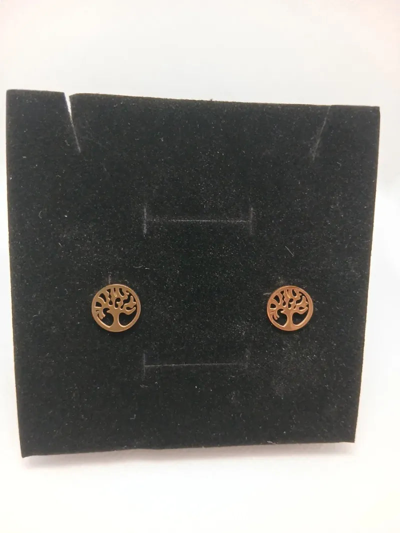 Aretes Árbol Acero Dorado
