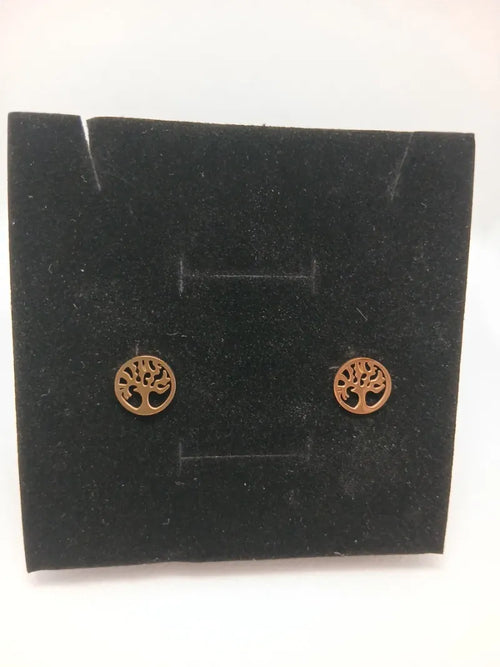 Aretes Árbol Acero Dorado