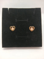 Aretes Corazón con Piedra Rosa Acero Dorado