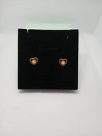 Aretes Corazón con Piedra Rosa Acero Dorado