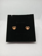 Aretes Corazón con Piedra Rosa Acero Dorado