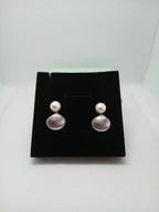 Pendientes concha y perla en acero plateado