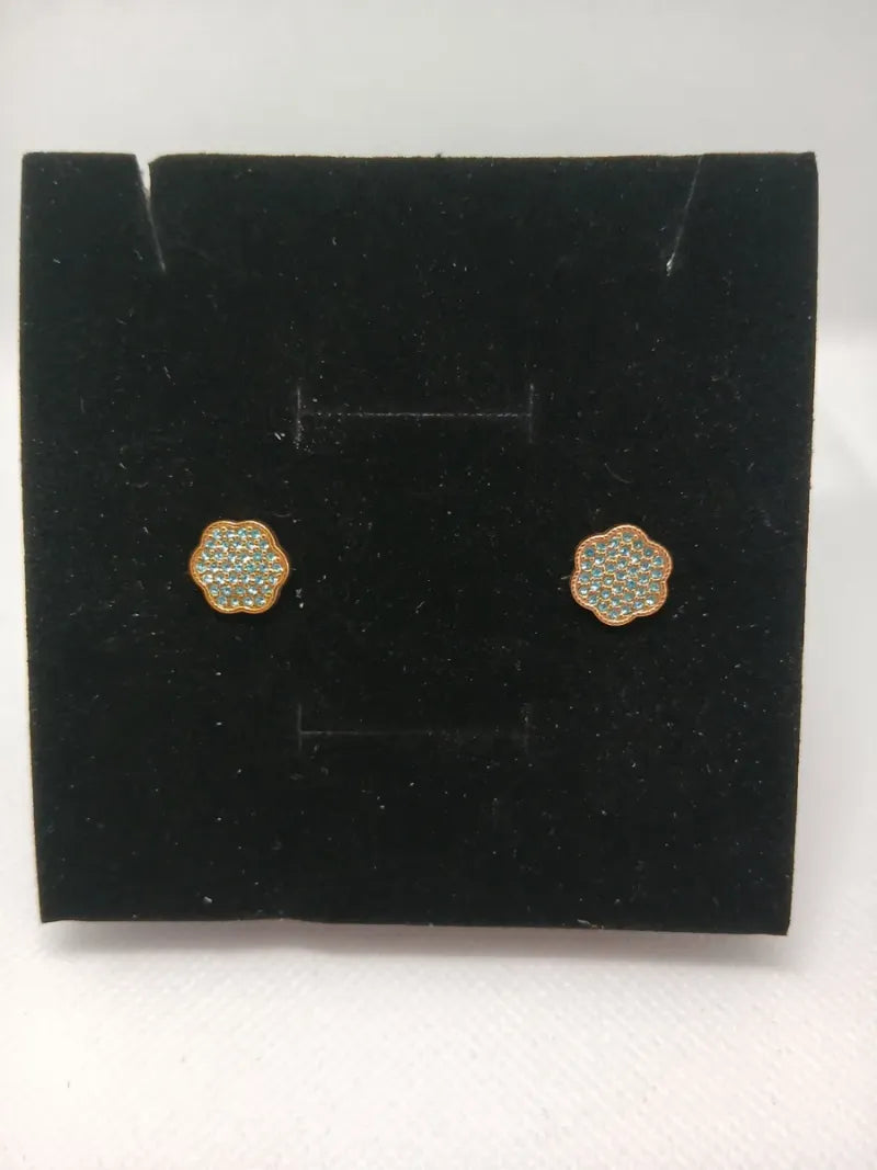 Aretes Acero Dorado con Pedrería