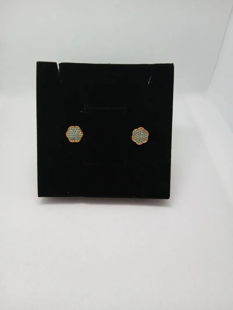 Aretes Acero Dorado con Pedrería