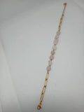 Pulsera Acero Dorado Piedra Rosada