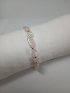 Pulsera Acero Dorado Piedra Rosada