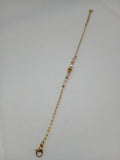 Pulsera Acero Dorado Piedras Rosadas