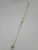 Pulsera Acero Dorado Piedras Rosadas