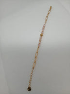 Pulsera Acero Dorado con Piedras Rosas
