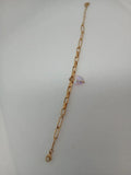 Pulsera Acero Dorado Corazón Piedra Rosada