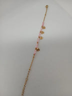 Pulsera Acero Corazones y Piedras Rosadas