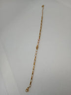 Pulsera Acero Dorado con Piedras Rosadas