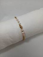 Pulsera Acero Dorado con Piedras Rosadas