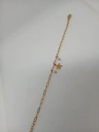 Pulsera Acero Dorado con Detalles Rosas