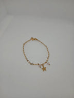 Pulsera Acero Dorado con Detalles Rosas