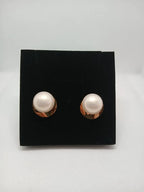 Aretes Perla Grande Acero Dorado