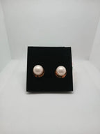 Aretes Perla Grande Acero Dorado