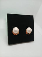 Aretes Perla Grande Acero Dorado