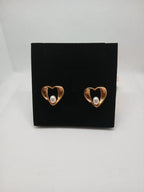 Aretes Corazón con Perla Acero Dorado