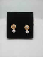 Aretes Elegantes Acero Dorado Perla