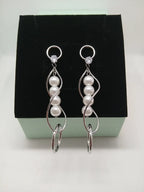 Pendientes Largos Perlas y Brillante Acero