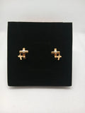 Aretes Candonga Doble Cruz Acero Dorado