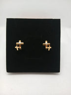 Aretes Candonga Doble Cruz Acero Dorado