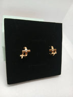 Aretes Candonga Doble Cruz Acero Dorado